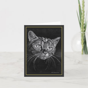 Tarjeta De Agradecimiento Dibujo de cara de gato de Mark Edward Westerfield