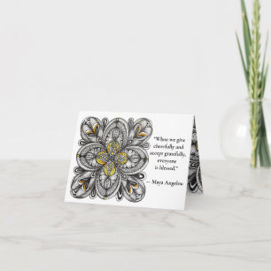 Tarjeta De Agradecimiento Dibujo de Flor Abierta con Cita de Dar