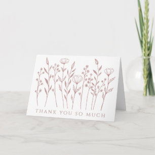Tarjeta De Agradecimiento Dibujo de flores silvestres delicadas para despedi