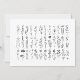 Tarjeta De Agradecimiento Dibujo de flores y hierbas con tinta