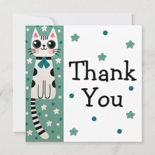 Tarjeta De Agradecimiento Dibujo de Gato Caprichoso y Extravagante con Garab