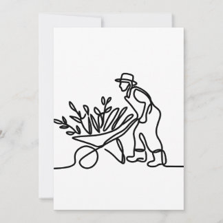 Tarjeta De Agradecimiento dibujo de línea de un agricultor o jardinero