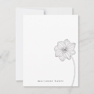 Tarjeta De Agradecimiento Dibujo de líneas florales personalizado Notecard