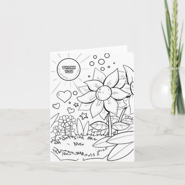 Tarjeta de agradecimiento, dibujo de líneas, negro (Anverso)