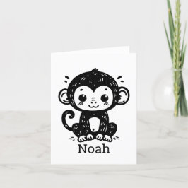 Tarjeta De Agradecimiento Dibujo de mono bebé lindo - Arte de guardería Kawa