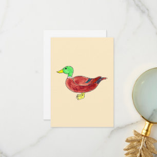 Tarjeta De Agradecimiento dibujo de pato salvaje de acuarela