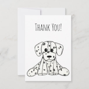 Tarjeta De Agradecimiento Dibujo de perro de peluche dálmata contorno simple