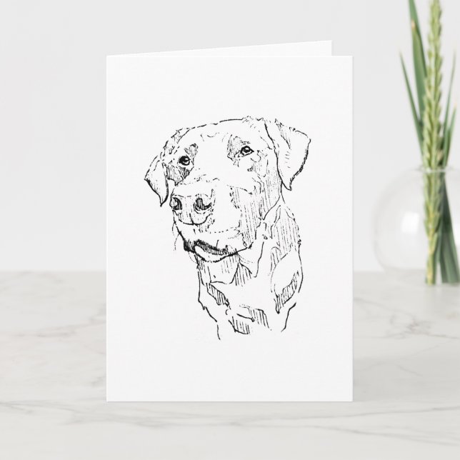 Tarjeta De Agradecimiento Dibujo de perro Labrador Retriever (Anverso)