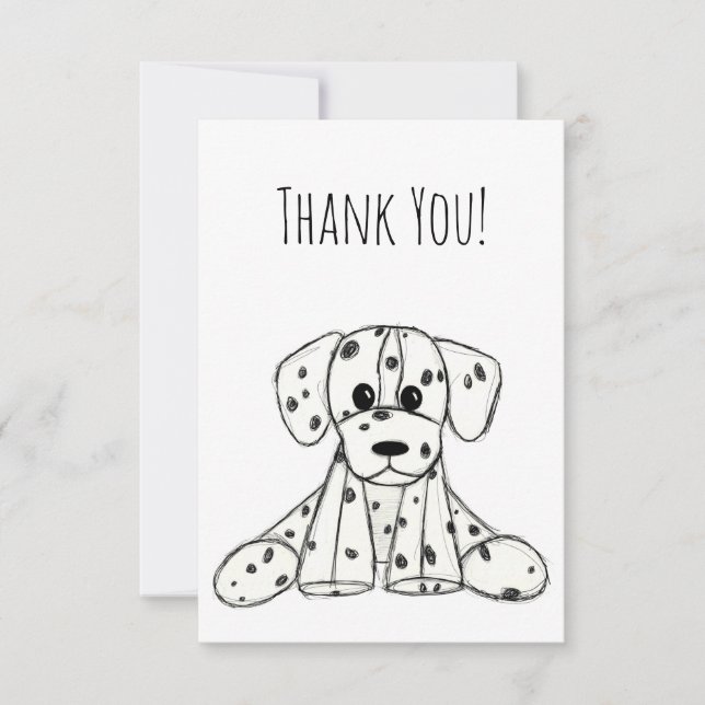 Tarjeta De Agradecimiento Dibujo de perros rellenos dálmatas esquema simple  (Anverso)