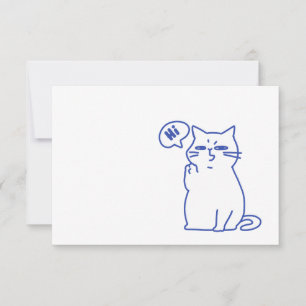 Tarjeta De Agradecimiento Dibujo de personaje de gato blanco lindo y diverti