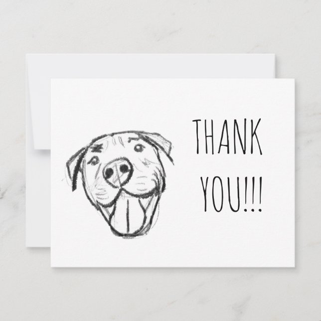 Tarjeta De Agradecimiento dibujo de pitbull simple amantes de perros blanco  (Anverso)