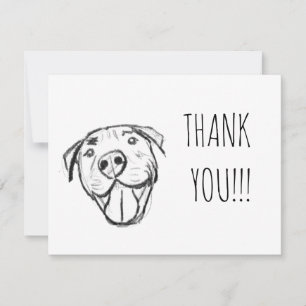 Tarjeta De Agradecimiento dibujo de pitbull simple amantes de perros blanco 
