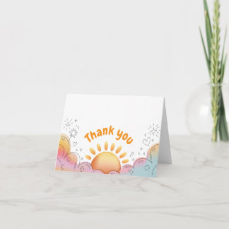 Tarjeta De Agradecimiento Dibujo de sol y destellos en acuarela adorable