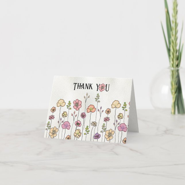 Tarjeta De Agradecimiento Dibujo de una flor silvestre (Anverso)