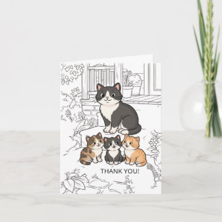 Tarjeta De Agradecimiento Dibujo Divertido de Gatos de Dibujos Animados Lind