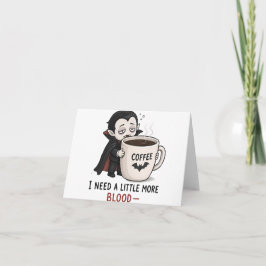 Tarjeta De Agradecimiento Dibujo divertido de vampiro café Halloween