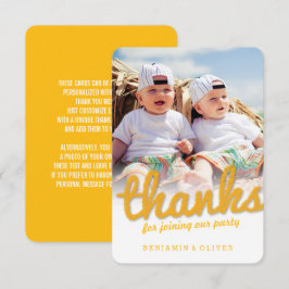 Tarjeta De Agradecimiento Dibujo divertido en amarillo negrita Cumpleaños de