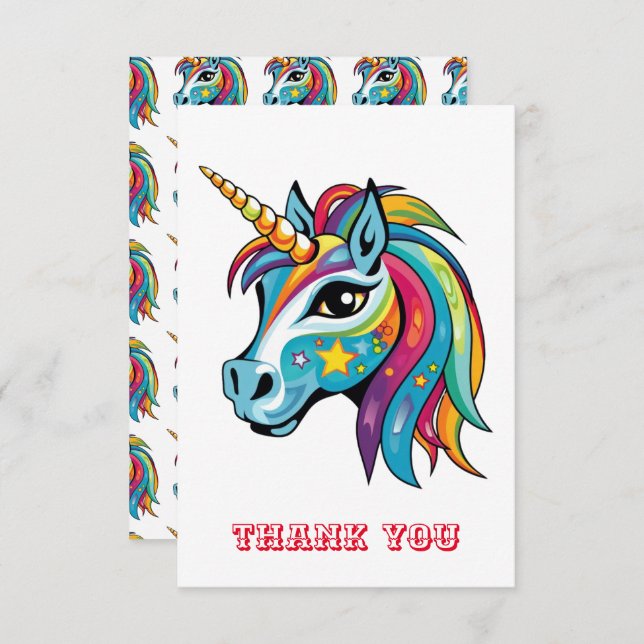 Tarjeta De Agradecimiento Dibujo gráfico cutáneo de unicornio (Anverso / Reverso)