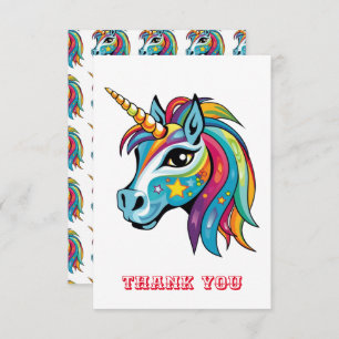 Tarjeta De Agradecimiento Dibujo gráfico cutáneo de unicornio