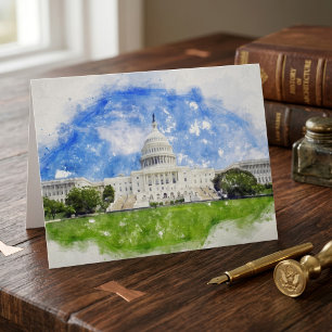 Tarjeta De Agradecimiento Dibujo pastel del Capitolio de los Estados Unidos