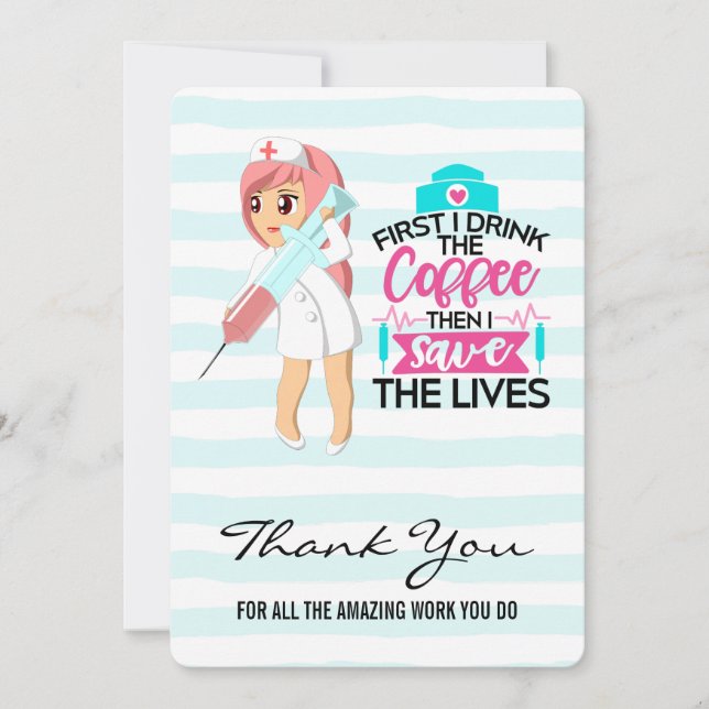 Tarjeta De Agradecimiento Diciendo divertidísimamente con la enfermera de la (Anverso)