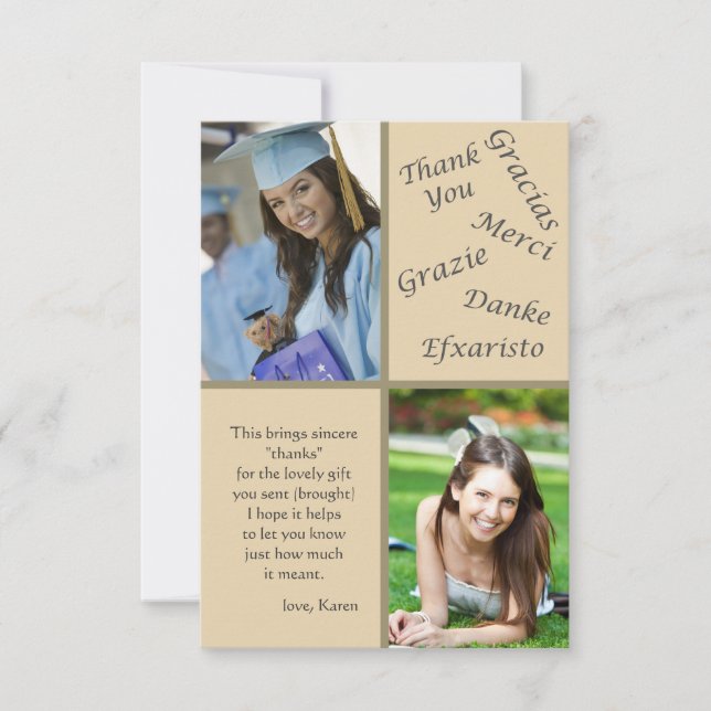 Tarjeta De Agradecimiento Diga que foto de las gracias le agradecen las (Anverso)
