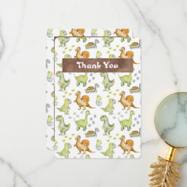Tarjeta De Agradecimiento Dinasaurio animal lindo Adorable Baby Shower