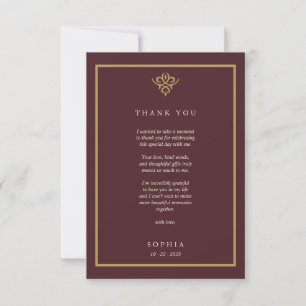 Tarjeta De Agradecimiento Dinero Antiguo Burgundy Flat
