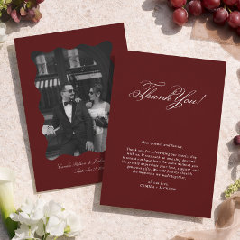 Tarjeta De Agradecimiento Dinero Antiguo Foto Borgoña Boda