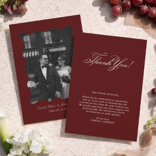 Tarjeta De Agradecimiento Dinero Antiguo Foto Borgoña Boda