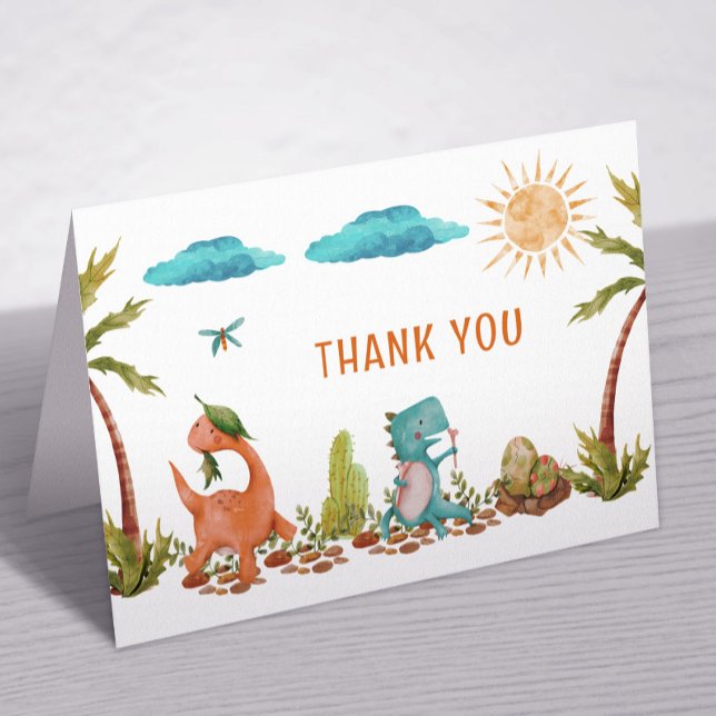 Tarjeta De Agradecimiento Dino Dinosaur Rex Birday Party Shower (Subido por el creador)