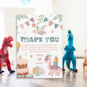Tarjeta De Agradecimiento Dino-Mite Pastel Cumpleaños Gracias