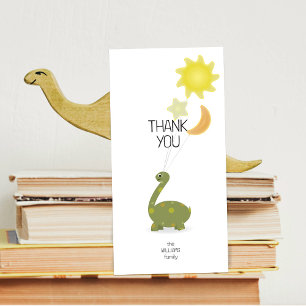 Tarjeta De Agradecimiento Dino Verde Militar con Globos Mylar