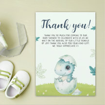 Dinosaur Baby Shower Thank You Card for Boy