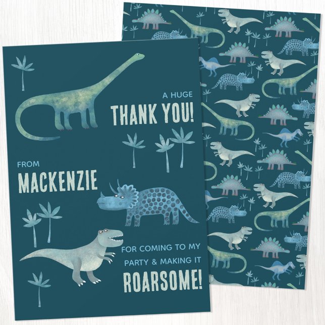 Tarjeta De Agradecimiento Dinosaur Fiesta de Cumpleaños Gracias (Subido por el creador)