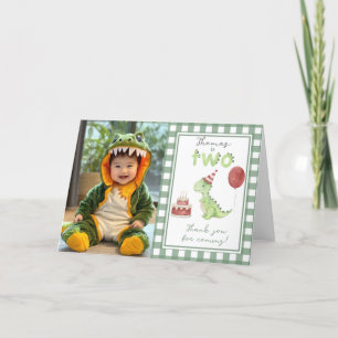 Tarjeta De Agradecimiento Dinosaur Segundo Cumpleaños gracias