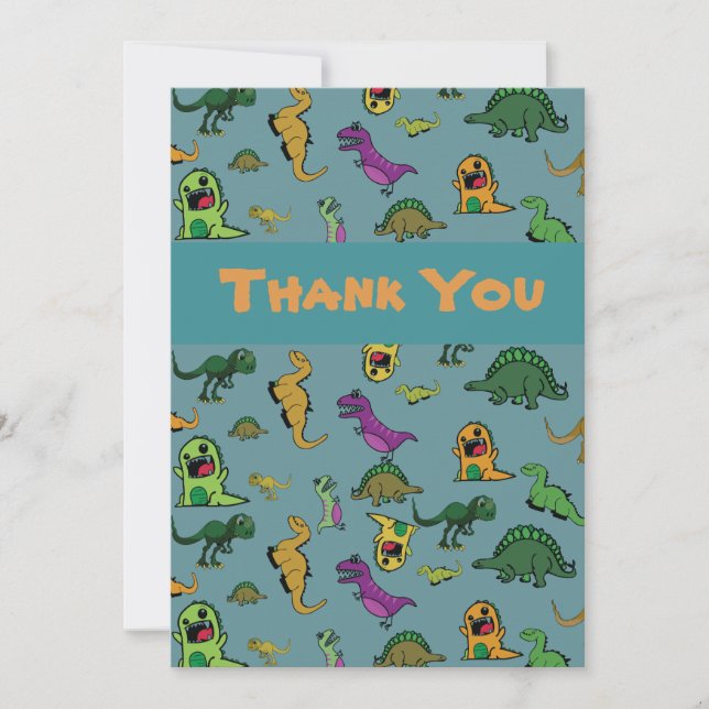 Tarjeta De Agradecimiento Dinosaurio (Anverso)
