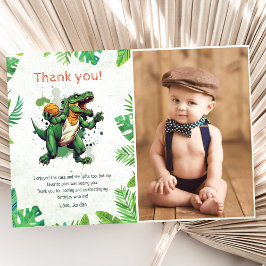 Tarjeta De Agradecimiento Dinosaurio 1er cumpleaños foto Fiesta