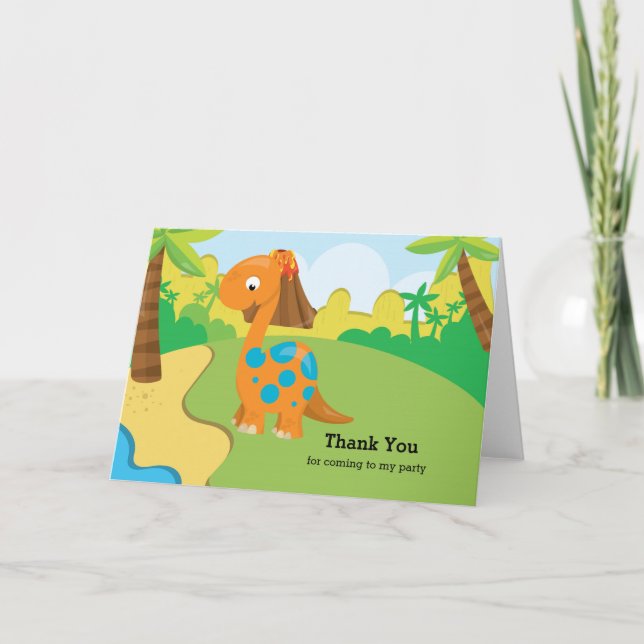 Tarjeta De Agradecimiento Dinosaurio adorable (Anverso)