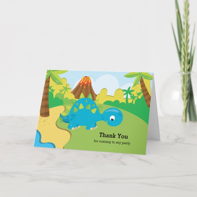 Tarjeta De Agradecimiento Dinosaurio adorable (Anverso)