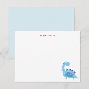 Tarjeta De Agradecimiento Dinosaurio azul lindo niños gracias 