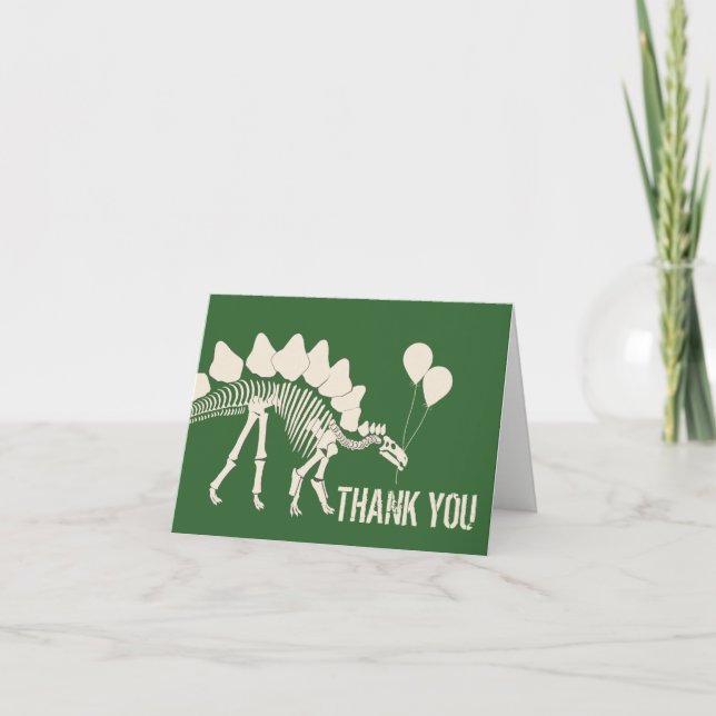 Tarjeta De Agradecimiento Dinosaurio con globos Gracias (Anverso)