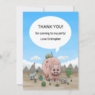 Tarjeta De Agradecimiento dinosaurio de fantasía