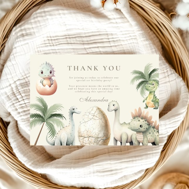 Tarjeta De Agradecimiento Dinosaurio Fiesta del primer cumpleaños (Subido por el creador)