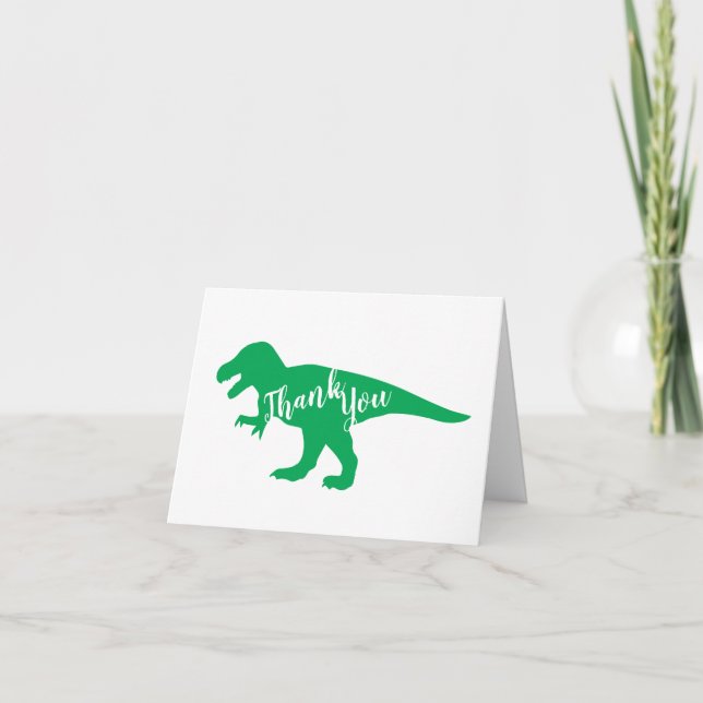 Tarjeta De Agradecimiento Dinosaurio lindo Baby Shower Dino Blue and Green B (Anverso)