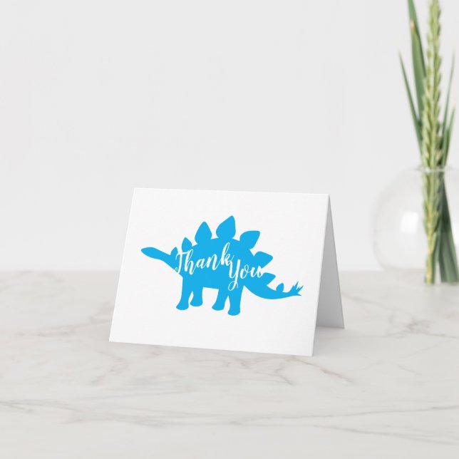 Tarjeta De Agradecimiento Dinosaurio lindo Baby Shower Dino Blue and Green B (Anverso)