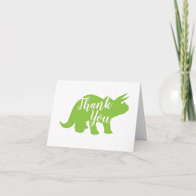 Tarjeta De Agradecimiento Dinosaurio lindo Baby Shower Dino Blue and Green B (Anverso)