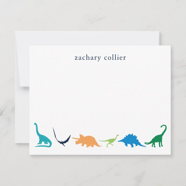 Tarjeta De Agradecimiento Dinosaurio Preppy Personalizado Gracias Stationery (Anverso)