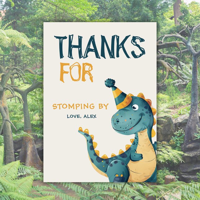 Tarjeta De Agradecimiento Dinosaurio Trex Tres Rex Tercer Fiesta de Cumpleañ (Subido por el creador)