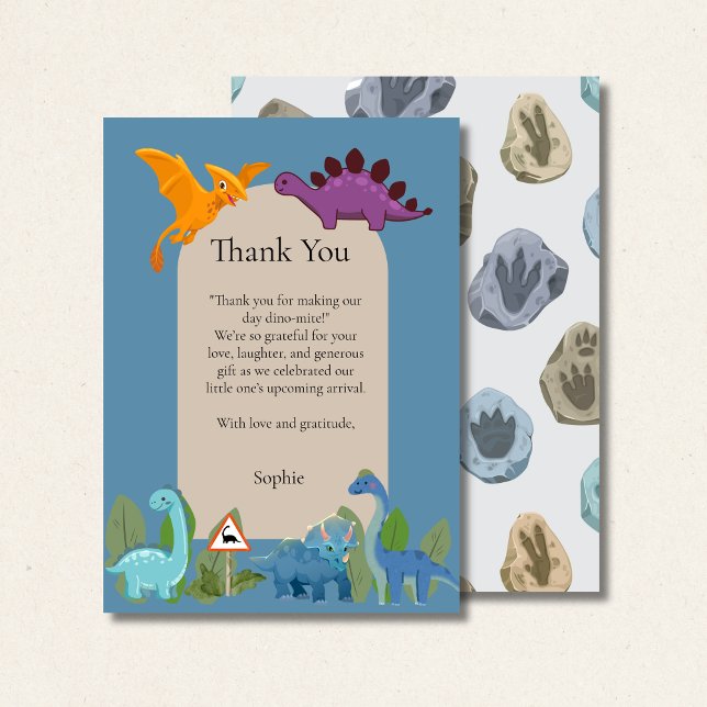 Tarjeta De Agradecimiento Dinosaurios cruzando, Shower de bebé T-rex (Subido por el creador)